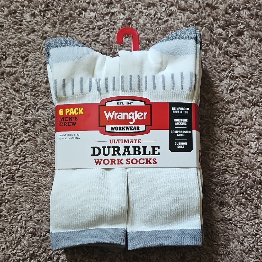 Wrangler Casual Socks White and Gray Durable Crew